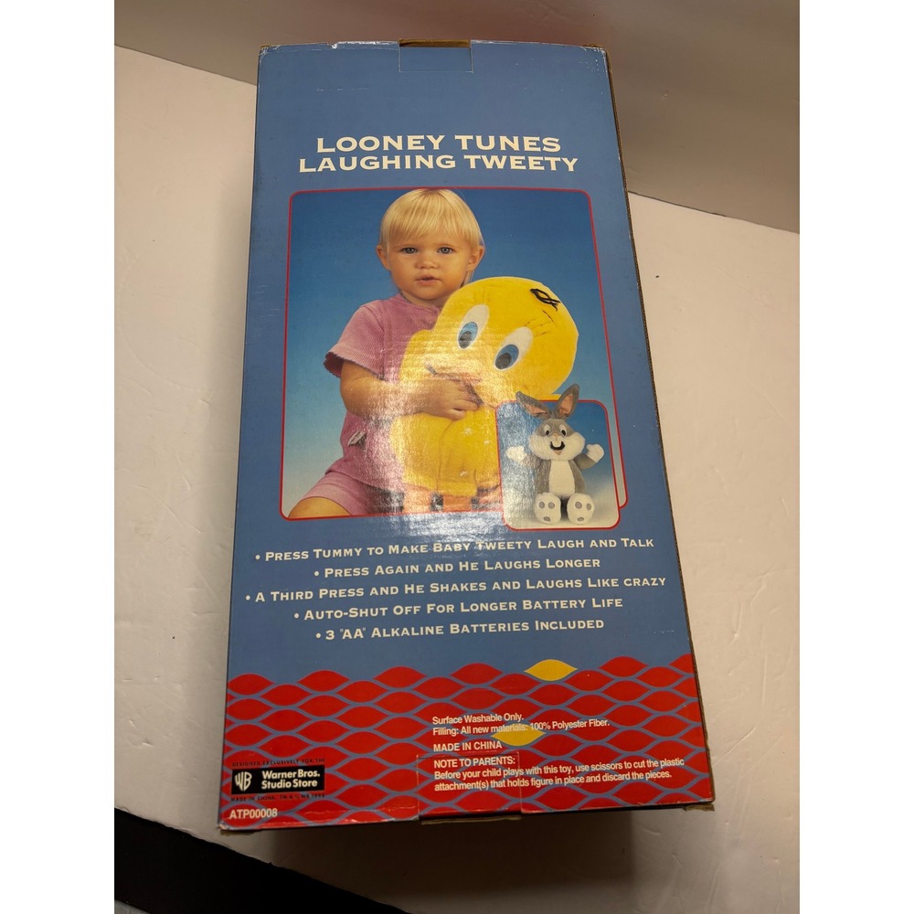 Vintage 1998 Warner Bros Studio Laughing Tweety Bird Plush Looney Tunes Box - Picture 5 of 9